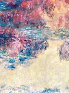 莫奈傍晚睡莲 欧式样板房客厅卧室风景三联画挂画装饰画墙画