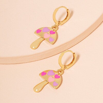 Simple Fashion Dice Mushroom Earring for Women Retro Style E