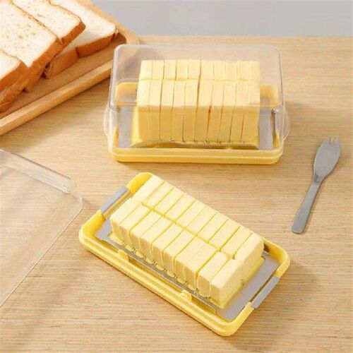 Plastic Butter Slicer Box Cutter Dish With Transparent Lid