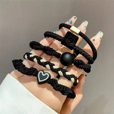 5/10/20pcs Simple Style Hair Tie Set Braided Hair Rope Heart