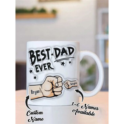 Personalized Dad Mug for Fathers Day Name Coffee Cup with 3