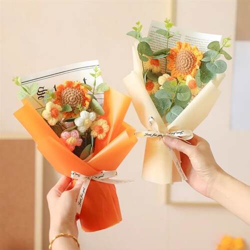 Artificial Flower Crochet Bouquet Handmade Anniversary Sunfl