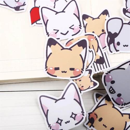 40PCS kawai  little fox head cute hand book  sticker package