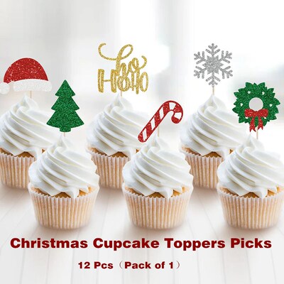 Christmas Cupcake Toppers Picks Appetizer Toothpick Birthday