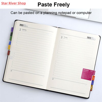 2024 Month Calendar Self-Stick Index Stickers Planner Colorf
