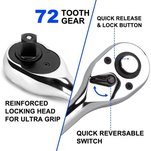 Retractable Ratchet Set 1/4 3/8 1/2 Inch Drive Rotating Ratc