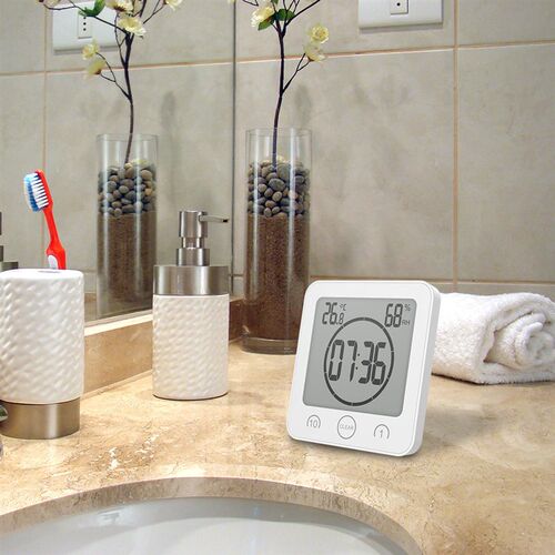 LCD Digital Waterproof For Water Splashes Bathroom Wall Cloc