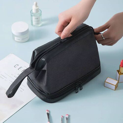 Toiletry Bag for Men Cosmetic Bag Double Layer with Zipper S