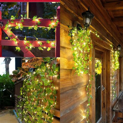 2M Green Leaf String Lights Artificial Ivy Vine Fairy Light