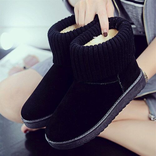 Wool Snow Boots Women Flat AntiSlip Short Tube Booties Water