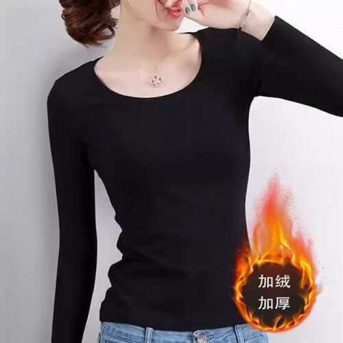 Winter Long Sleeve Tshirt Women White Fashion Versatile Top
