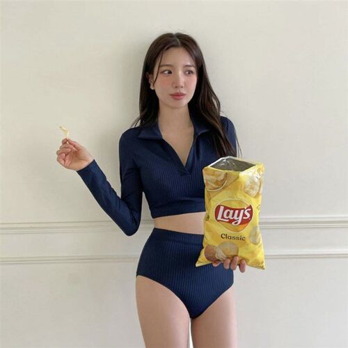 Simple Long Sleeve Polo Shirt Collar Color High Waist Split