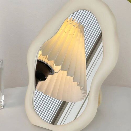 1PC Cream Style Makeup Mrror Decoratve rregular Smple Standn