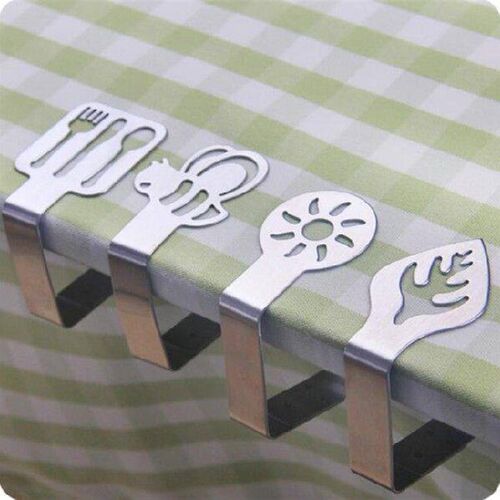 Home Stainless Steel Dining Table Cloth Fitted Clip Table