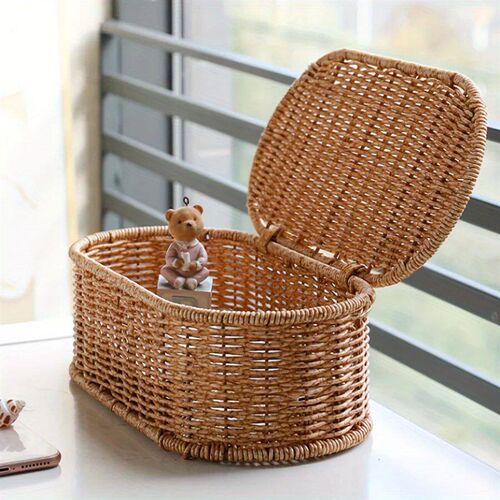 Bohemian Imitation Rattan Storage Basket - Woven Storage Box