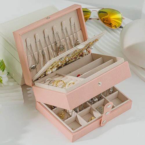 Fashion PU Leather Jewellery Storage Boxes Portable Travel J