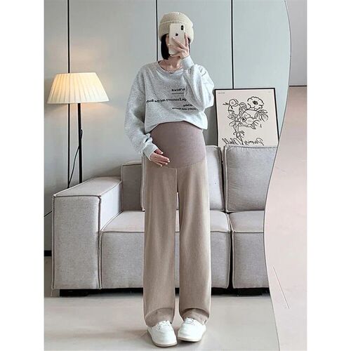 Spring Autumn Fashion Maternity Straight Pants Wide Leg Loos