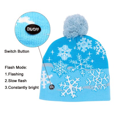 2022 New Year LED Knitted Christmas Hat Beanie Light Up Illu