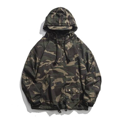 Fried steet ruffian handsome camouflage half zipper jacket t