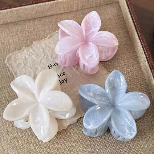 Hawaiian Gradient Flower Hair Claw Clip For Women GirlPlasti