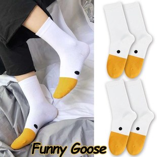 1/2pairs Funny Goose Duck Printed Socks Fashion Women Cartoo