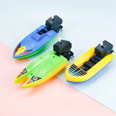 1pc Speed Boat Clockwork Toys Ship Wind Up Float In Water Ki