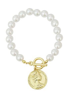 European and Korean fashion pearl brlet metal plate pendant