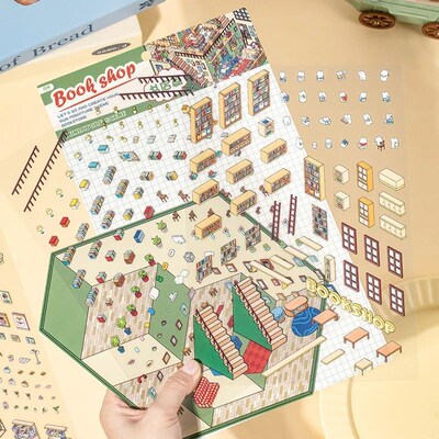 Plus Size Third-story Cabin Scene DIY Sticker Highly Playabl