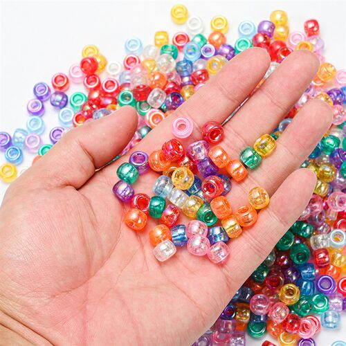 50-300pcs 6*9mm Shiny Dreadlock Big Large Hole Acrylic Beads