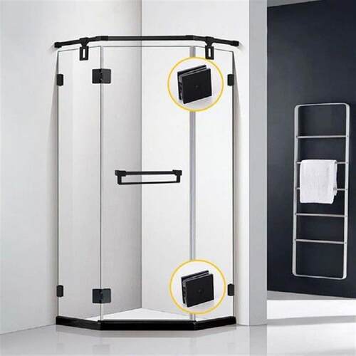 Bathroom Door Brass Glass Clamp Fixed Panel U-Clamp Square