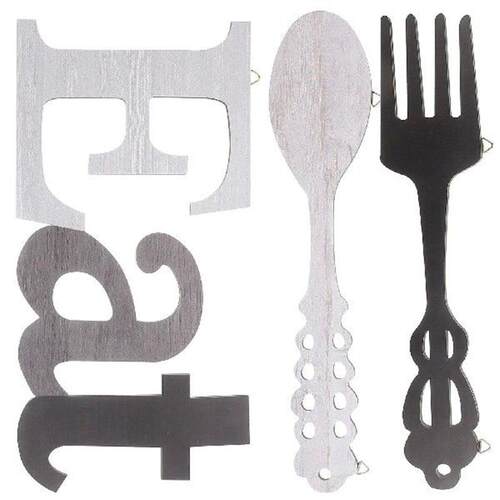 Wooden Wall Decor for Kitchen Dining Room 1 Black Fork