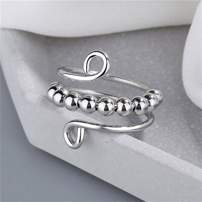 Punk Anxiety Rings For Women Men Spiral Fidget Beads Ring 20