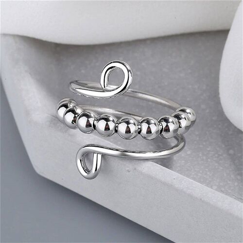 Punk Anxiety Rings For Women Men Spiral Fidget Beads Ring 20