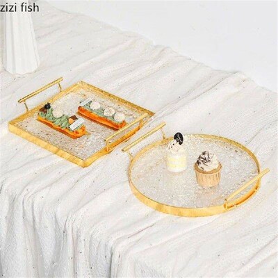 Metal Acrylic Storage Tray Dessert Plate Cake Plate Dim Sum