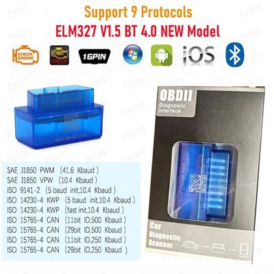 Support 9 Protocols ELM327 V1.5 mini OBD2 Diagnostic Interfa