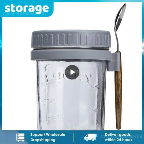 Overnight Oats Jars Milk Fruit Salad Food Storage Container