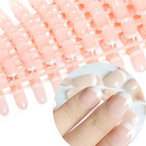 120pcs French Tip Press on Nails Short S 12 sizes French Fak