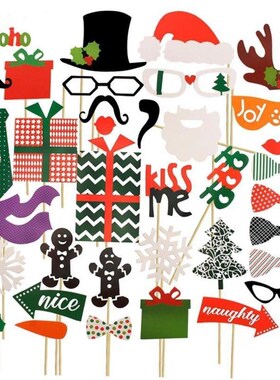 Lincaier 50 Pieces Photo Booth Props Merry Christmas Decorat