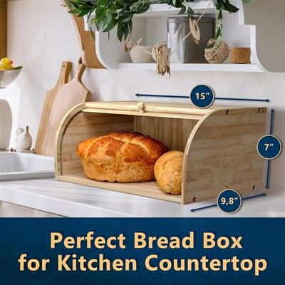 Bamboo Roll Top Bread Box Food Storage Bin Baked  Goods