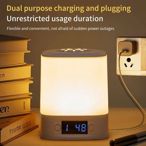 Portable Led Night Light with Clock Time Display Rechargeabl