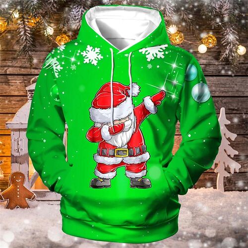 2024 Christmas Hoodies For Men Funny Santa Claus Print Long
