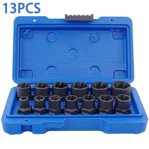 13 Piece Impact Nut and Bolt Extractor Socket Set Damaged Bo