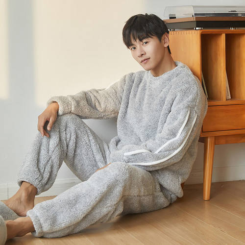 Winter Flannel Sleepwear Plus Size Men Pyjamas Coral Fleece