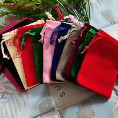 50Pcs/lot Multicolor Velvet Drawstring Bags&small Pouches Je