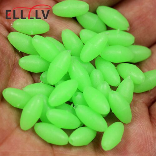 100PCS Oval Soft Rubber Luminous Fishing Beads Glowing  Sink