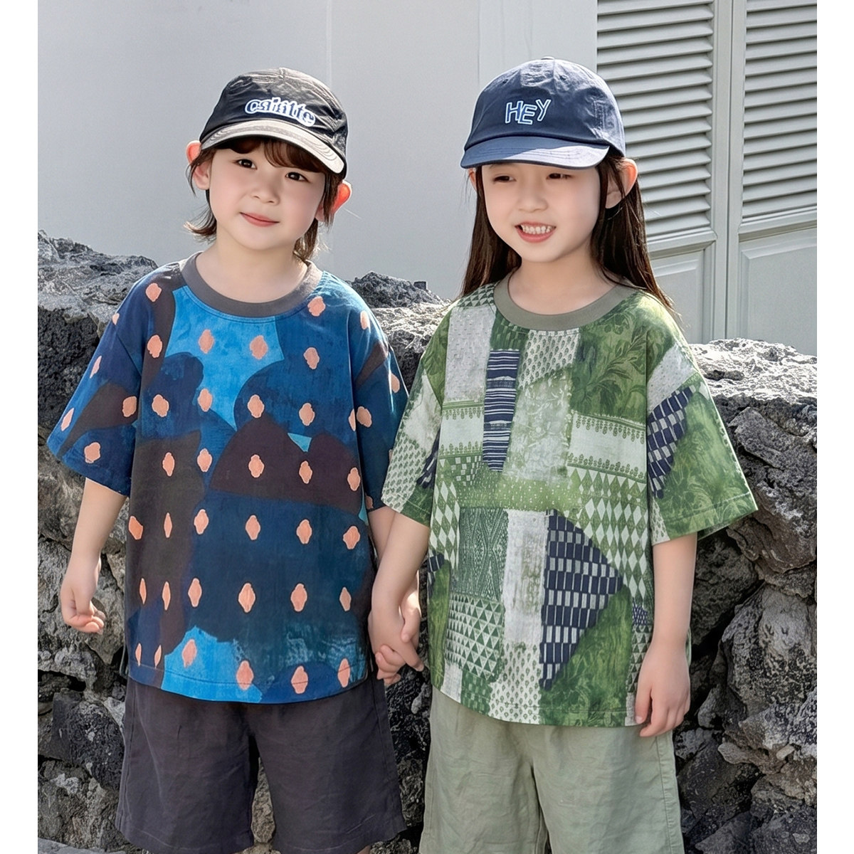 童装2026夏季新款儿童休闲t男童文艺风上衣T恤女童夏装短袖亲子装
