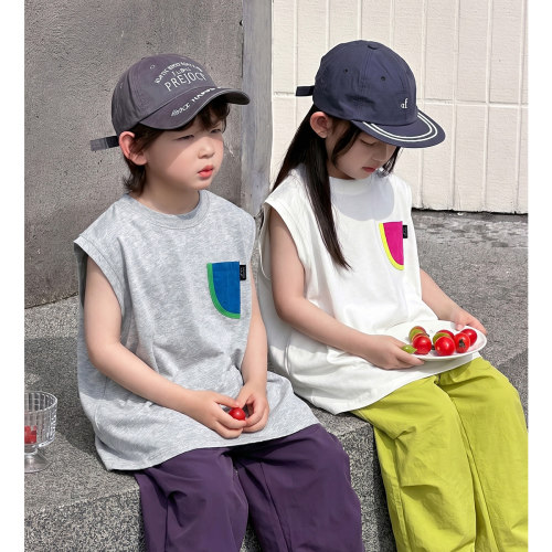 2026夏季纯棉无袖童装T韩版背心
