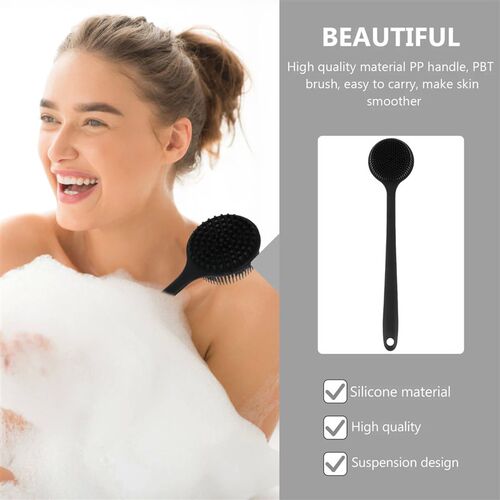 Silicone Long Handle Bath Brush Body Shower Scrubber Back Mu