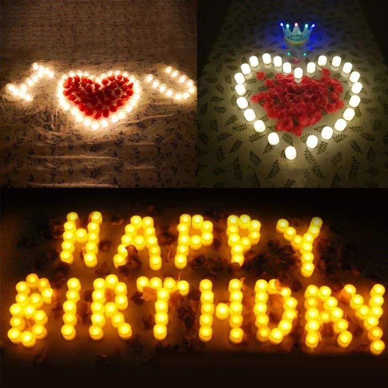 12PCS Flameless LED Tealight Candles Battery Operated Pillar - 实物图