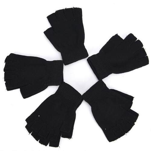 1pair Women Men Fingerless Gloves Mitten Knitted Autumn Wint
